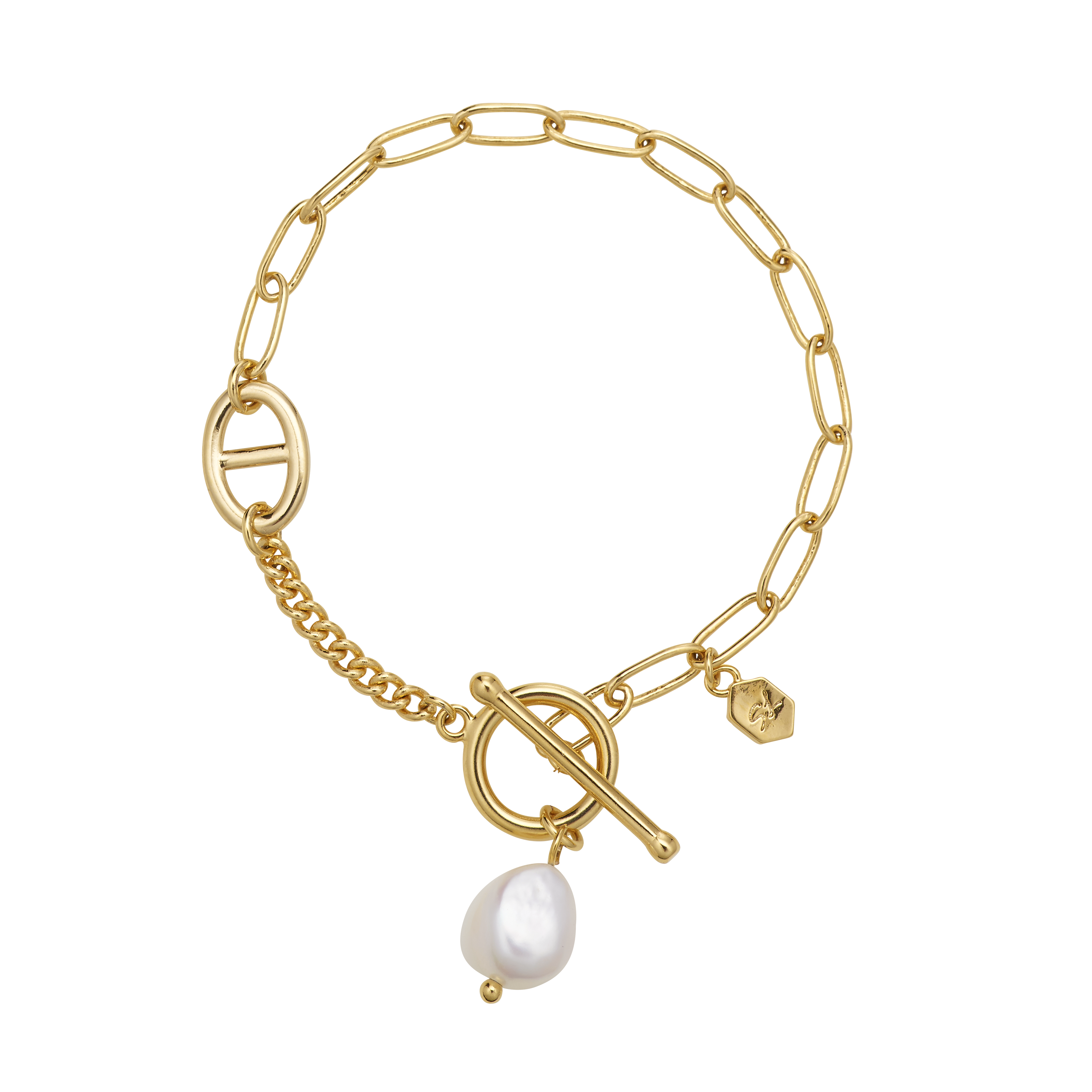 Clanko Pearl Chain Combi Bracelet [LB0009]