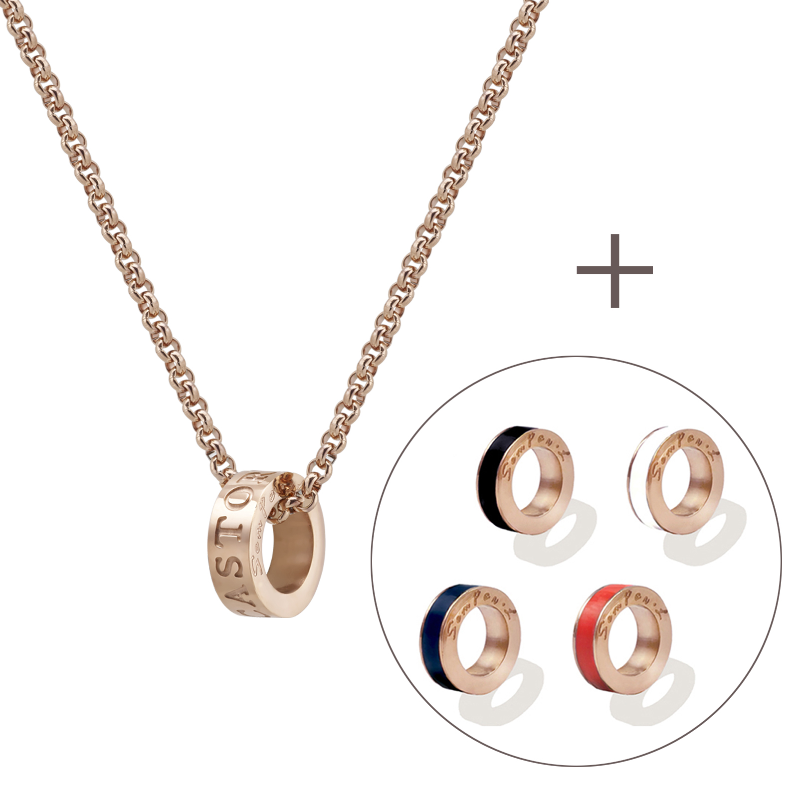 Timeless Necklace Set - S - RG [Necklace+Charm]  [LN0025-RG + LC0002]