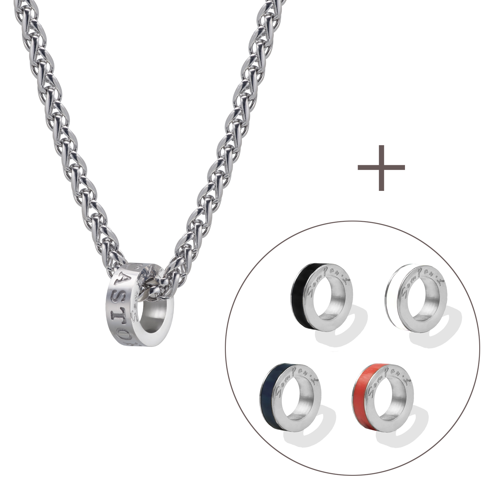 Timeless Necklace Set - L - WG [Necklace+Charm]  [LN0027-WG + LC0002]