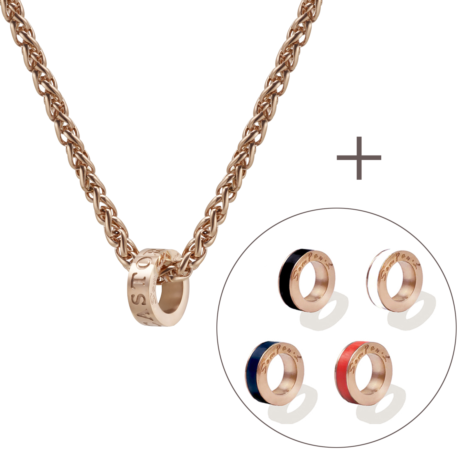 Timeless Necklace Set - L - RG [Necklace+Charm]  [LN0027-RG + LC0002]